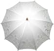 Battenburg Lace Trim Cotton Parasol in White, Ivory, Red, Purple or Black