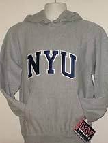 New York University NYU Sweatshirt Hooded Heather Gray Tackletwill with Navy Blue & White Imbroidery Made By Mv Sport