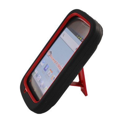 For Huawei Ascend Y M866 H866C Hybrid Hard Rubber Case Red Black With Stand