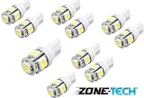 Zone Tech 10x 194 168 2825 5-smd White High Power LED Car Lights Bulb
