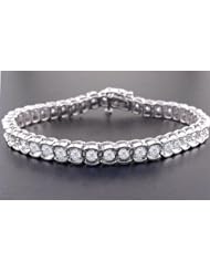 3.15 Ct G Vs Round Cut Diamond Tennis Bracelet 14k White Gold Half Bezel Set
