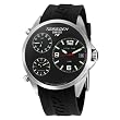Torgoen Swiss Men's T08301 Triple Time Zone Black Polyurethane Strap Watch