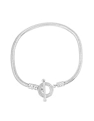 De Buman Sterling Silver Toggle Clasp Charm Bracelet