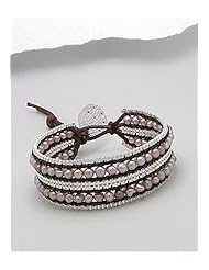 Plum (Natural) Cotton Pearl Bracelet In White Base