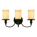IMAGE OF Westinghouse 69009 Hearthstone Three-Light Wall Fixture, Burnished Bronze Patina Finish with Burnt Scavo Globe