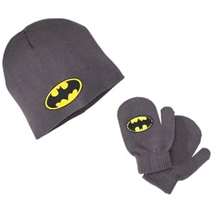 Beanie  beanie  & Winter en Batman hat 2 Grey Batman   francais Piece Gloves Set  Hat Symbol