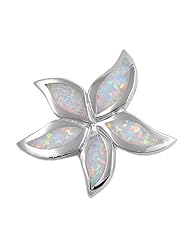 Sterling Silver White Opal Starfish Pendant - 30mm