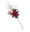 Sugared Fruit Red Glitter Pine Cone, Berry & Poinsettia Christmas Craft Pick 16"