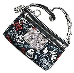 Coach 44587 Limited Edition Graffiti Heart Capacity Wristlet Clutch Black