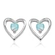 Sterling Silver 3mm Blue Topaz Heart Earrings