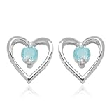 Sterling Silver 3mm Blue Topaz Heart Earrings