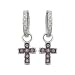 14K White Gold 0.06 ct. Diamond and 1/2 ct. Pink Sapphire Cross Shaped Earrings