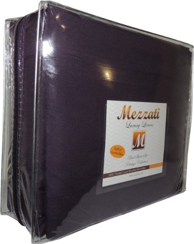 Mezzati 1800 Prestige Collection Bed Sheets Set, King, Purple