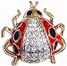 Bling Ladybug Cloisonne Enamel & Ice Crystal Pin Broach with Gold Finish