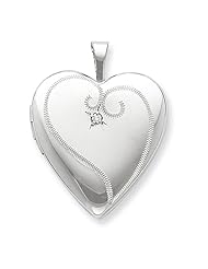 Genuine .925 Sterling Silver & Diamond 20mm D/C Heart Locket. 100% Satisfaction Guaranteed.