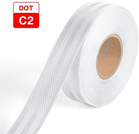 Conspicuity Tape Hug Flight 2"x150' Dot Class 2 Reflective Tape Roll White Adhesive Sticker For Cars, Trucks, Trailers, RV's, Campers, Boats, or Mailboxes