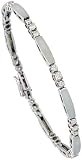 14k White Gold (4 mm wide) 7 1/4 Bracelet, w/ 9 (.68 ct) & 18 (.79 ct) Round Brilliant Diamonds; Total Carat Weight: 1.47; Clarity: SI; Color: H-I