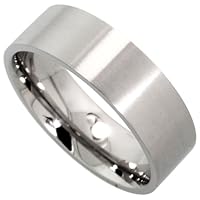 Stainless Steel 8 mm (5/16 in.) Satin Finish Comfort Fit Flat Wedding Band (Available in Sizes 8 to 15), size 14