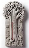 Cast Stone SUMMER SHADE TREE Indoor Outdoor GARDEN THERMOMETER Rabbit