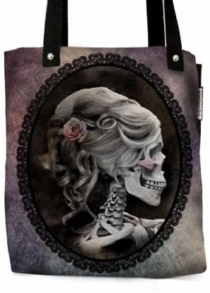 Heavy Metal Home Women's Beautiful Forever Love Victorian Style Lolita Skull Cameo Tote Purple