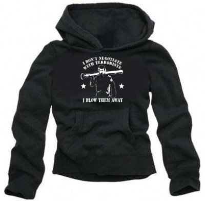 Coole Fun T-Shirts CHUCK NORRIS Kapuzensweater - Ich verhandele nicht mit Terroristen, schwarz, Groesse: XL