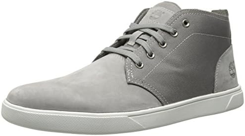 Timberland Men's Groveton Leather Fabric Chukka Boot, Grey Nubuck/Canvas, 9 M US