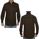 Mens Harley Davidson Motorcycles Long Sleeve Button Down Racing Shirt - Coffee