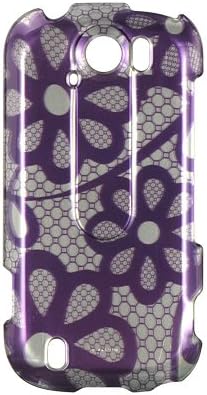 Purple Silver 2D Floral Network Premium Design Protector Hard Case Cover for MYTOUCH 4G SLIDE / DOUBLESHOT (T-Mobile) + Luxmo Brand Travel Charger