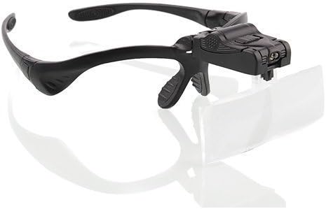 NAN DAO 5 Lens Loupe Magnifier Magnifying Glass Jeweler Loupe Magnifier 1x1.5x 2.5x 3.5x2x 2 Led Eyewear Black Uhrbrille