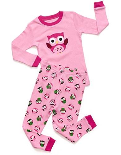Leveret Little Girls Owl 2 Piece Children Pajama 100% Cotton (Size 12M-5 Years)