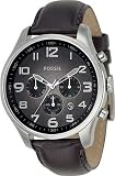 Fossil #FS4514 Men's Analog Black Degrade Dial Leather Strap Watch