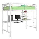 WE Furniture Sunrise Metal Twin/Workstation Bunk Bed - White