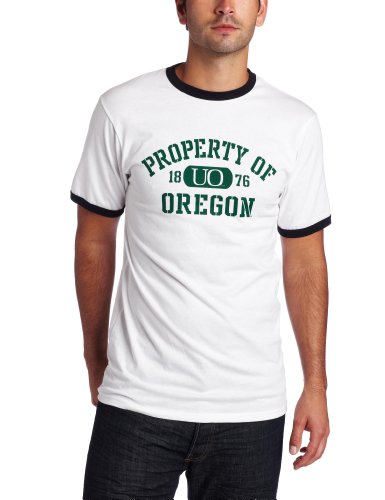 NCAA Mens Oregon Ducks Ringer T-Shirt (White/Black, Large)