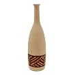 Contemporary Handcrafted Cream And Chocolate Terracotta Ethnic Bottle Vase