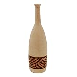 EXP Contemporary Handcrafted Cream And Chocolate Terracotta Ethnic Bottle Vase
