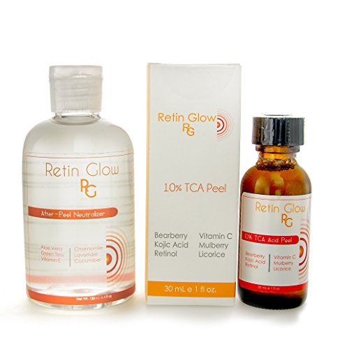 10% TCA Chemical Peel with 4 oz Bottle After Peel Neutralizer. Peel Contains Retinol, Vit C + Skin Lightening Kojic Acid, Bearberry, Licorice & Mulberry