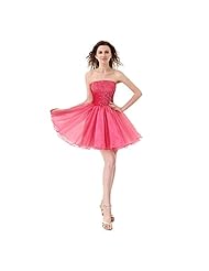 Strapless Pleated Ruched Organza Short Empire   Waistline Homecoming Dress 