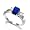 Bling Jewelry Sterling Silver 1.5 ct Emerald Cut Blue Sapphire Color CZ Three Stone Engagement Ring - Size 4