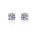Sterling Silver Rhodium Plated Round 3mm CZ Birthstone Stud Girls Screwback earring For Children & Women