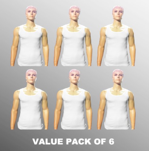 Value Pack Of 6 Thermal Underwear Sleeveless Vest White, Various Sizes