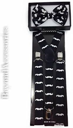 Brand New 2015 Mustache Unisex Adult Fashion Suspenders Bow Tie Combo