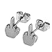 PiercingJ Silvery Stainless Steel Classic Middle Finger Cool Earrings Ear Stud Punk