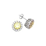 14K White Gold Yellow and White Cubic Zirconia Fashion Earrings