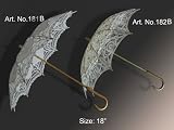 Romantic Battenburg Lace Hook Parasol with All Over Lace in White or Beige
