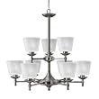 Up-town 9-Light Chandelier in Polished Antique Nickel
