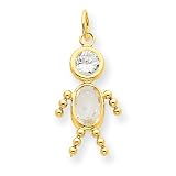 14k April Boy Gemstone Charm