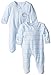 Spasilk Baby-Boys 100% Cotton Newborn 2 Pack Sleepwear Footie Set, Blue Dino, Preemie