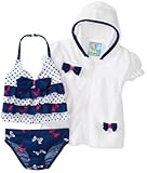 Baby Bunz Girls Infant Baby Bows Swimsuit With Terry Cover-Up
