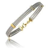 Subtil Diamant - Bracelet acier et or - Or Jaune 750/1000 - longueur 21 cm