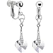 Austrian Crystal Heart April Birthstone Clip Earrings